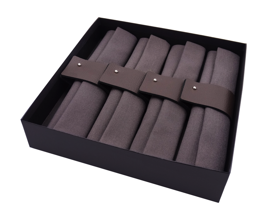 Gift set MANCHET & LINNEN - brown - 8 napkin sets