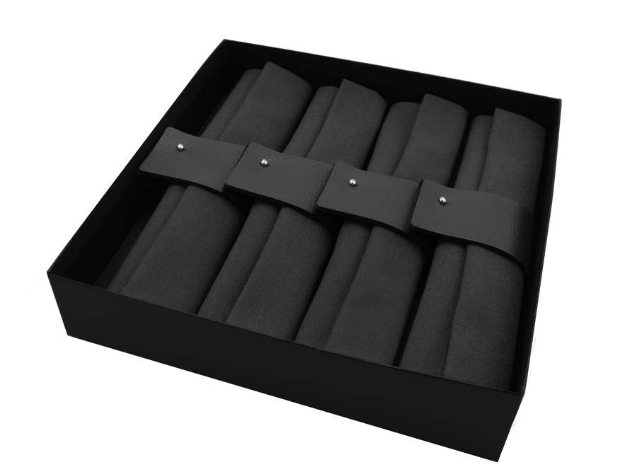 Gift set MANCHET & LINNEN - zwart - 8 servet sets