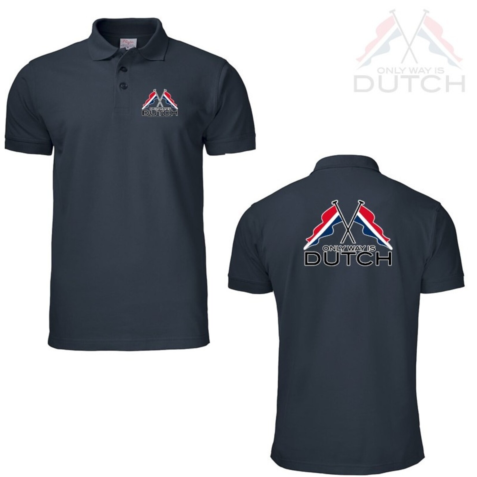 ONLY WAY IS DUTCH Polo Shirt OWID Vlag Navy Blauw