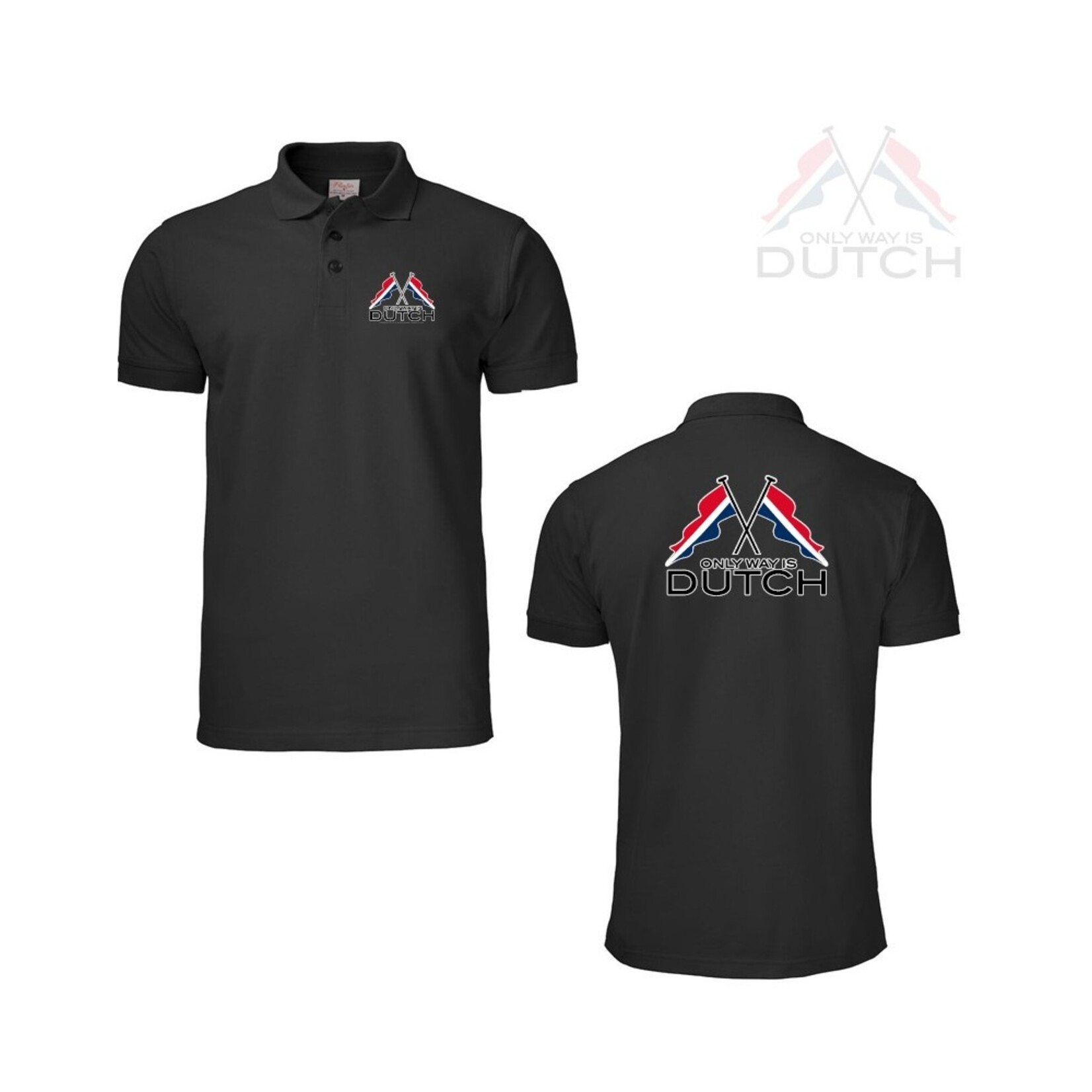 ONLY WAY IS DUTCH Polo Shirt OWID Vlag Zwart