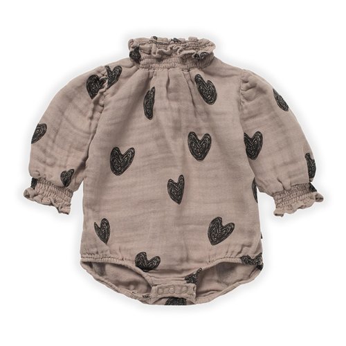 sproet & sprout Woven collar romper heart print
