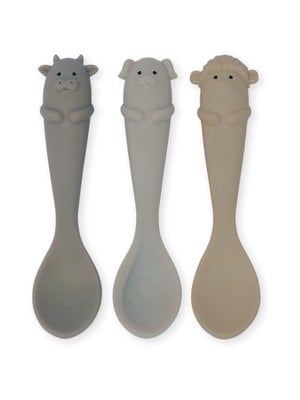 konges slojd 3 pack spoons silicone farm ocean mix