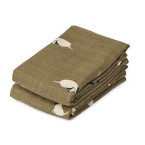 liewood Lewis muslin cloth 2-pack DOG / OAT MIX