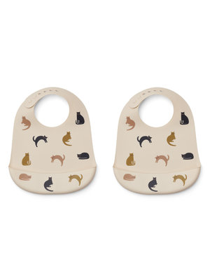 liewood Tilda Silicone Bib 2-Pack Miauw / Apple blossom mix