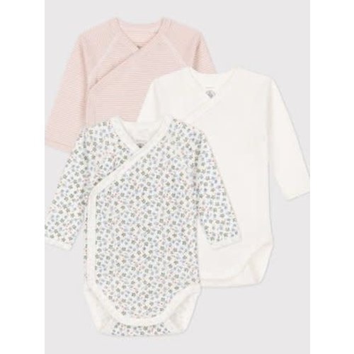 petit bateau Set van 3 body's met lange mouw bloem