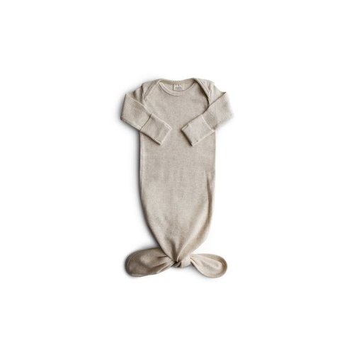 mushie RIBBED KNOTTED BABY GOWN - BEIGE MELANGE mushie RIBBED KNOTTED BABY GOWN - BEIGE MELANGE