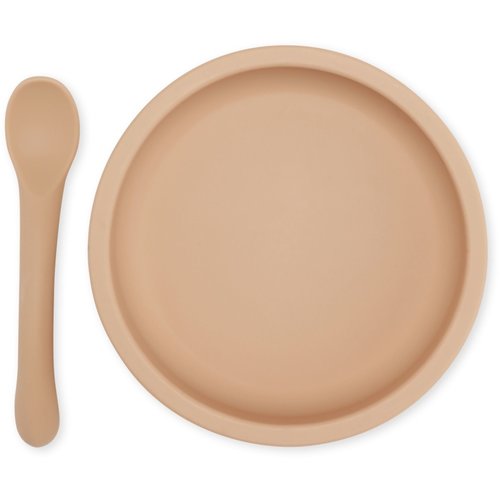 konges slojd BOWL & SPOON SILICONE SET rose sand