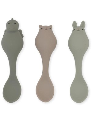 konges slojd 3 pack friends spoon silicone - onyx