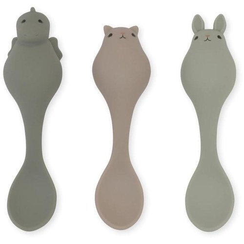 konges slojd 3 pack friends spoon silicone - onyx