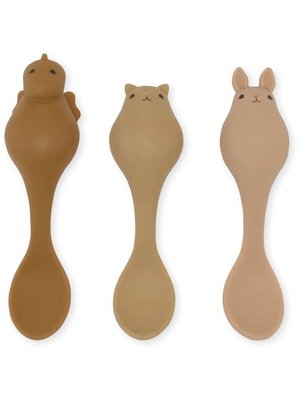 konges slojd 3 pack friends spoon silicone - rose caramel