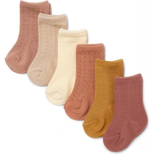 Konges slojd 6 pack pointelle socks - sahara shades
