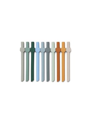 liewood Badu straw 10-pack - Blue wave multi mix