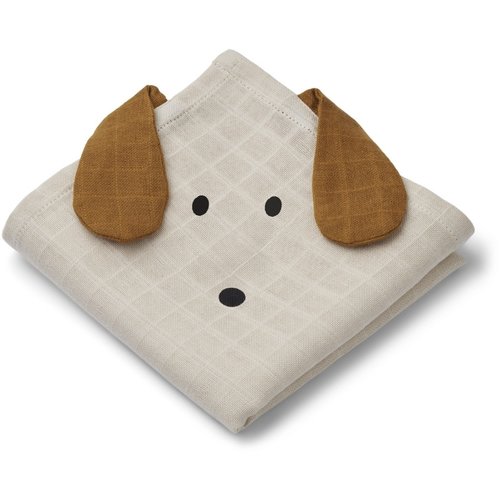 liewood Hannah muslin cloth dog 2-pack Dog / sandy mix