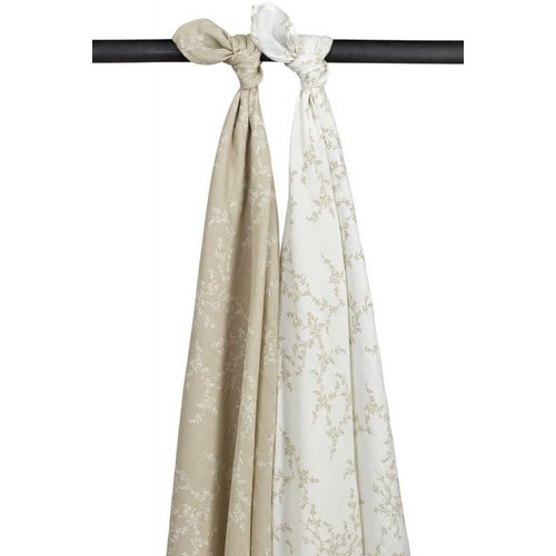 meyco HYDROFIELE SWADDLES 2-PACK BRANCHES - SAND - 120X120CM meyco HYDROFIELE SWADDLES 2-PACK BRANCHES - SAND - 120X120CM