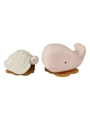 hevea Squeeze&Splash bath toy-Whale&Turtle - Champagne Pink & Vanilla