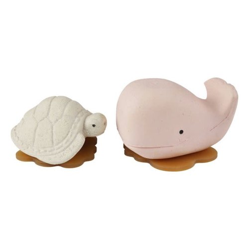 hevea Squeeze&Splash bath toy-Whale&Turtle - Champagne Pink & Vanilla