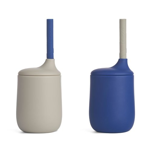 liewood Ellis sippy cup 2 pack - mist/surf blue mix