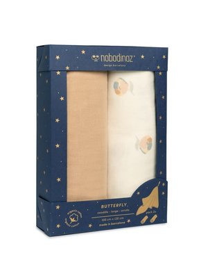 nobodinoz Box 2u Butterfly swaddles 100x120 blossom