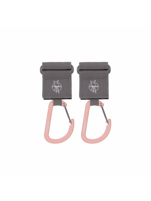 lassig Stroller Hooks with Carabiner (2 pcs), grey