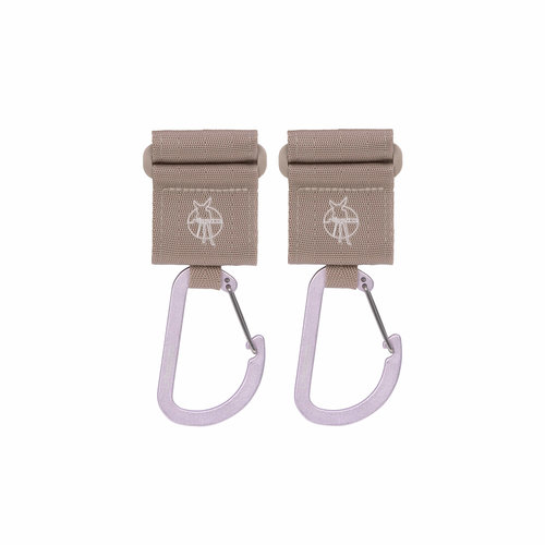 lassig Stroller Hooks with Carabiner (2 pcs), beige
