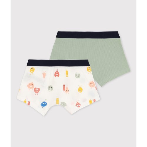 petit bateau Set van 2 boxershorts rib jade / emo-gezichtjes