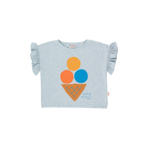 tinycottons ICE CREAM FRILLS TEE light blue heather tinycottons ICE CREAM FRILLS TEE light blue heather