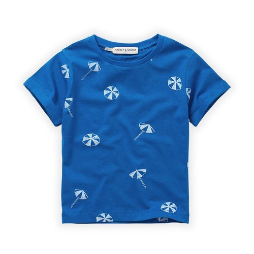 sproet & sprout T-shirt umbrella print azzurra blue sproet & sprout T-shirt umbrella print azzurra blue