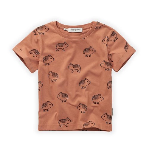 sproet & sprout T-shirt truffle piggy print tabacco baby sproet & sprout T-shirt truffle piggy print tabacco baby