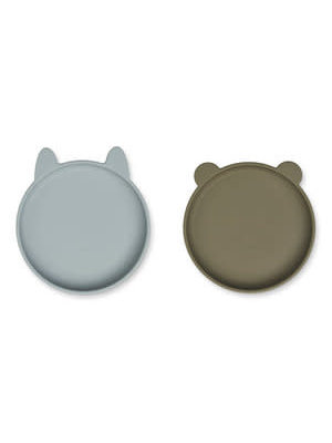 liewood OLIVIA PLATE 2 PACK BLUE FOG/KHAKI MIX