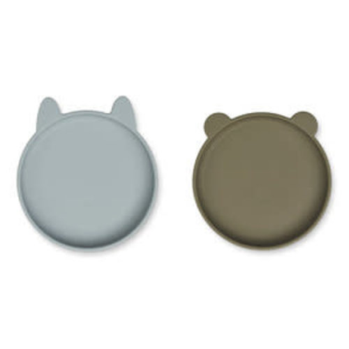 liewood OLIVIA PLATE 2 PACK BLUE FOG/KHAKI MIX