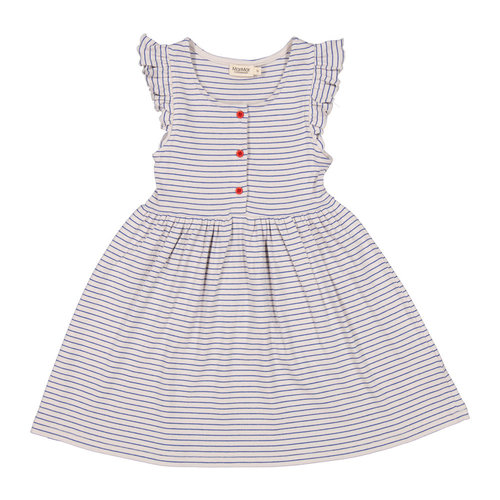 MarMar Copenhagen Dova frill modal fine rib dress space blue stripe MarMar Copenhagen Dova frill modal fine rib dress space blue stripe