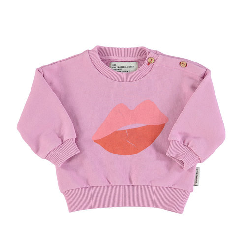 piu piu chick baby sweatshirt lavander with lips print