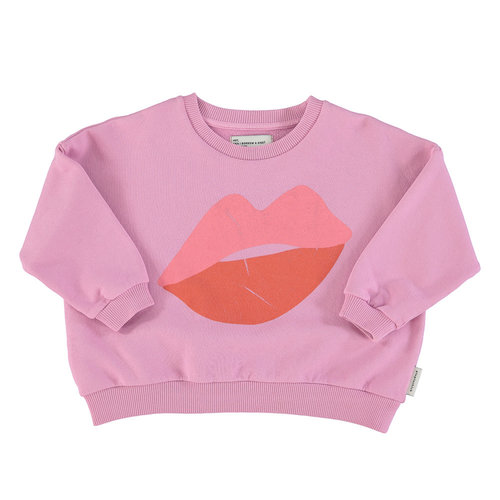 piu piu chick sweatshirt lavander with lips print piu piu chick sweatshirt lavander with lips print