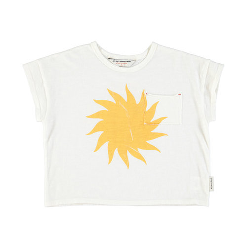 piu piu chick t-shirt ecru with yellow sun print