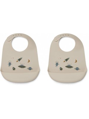 liewood TILDA SILICONE BIB 2 PACK SPACE MULTI MIX