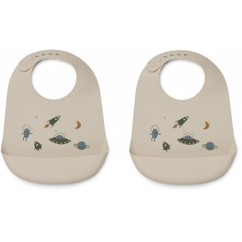 liewood TILDA SILICONE BIB 2 PACK SPACE MULTI MIX