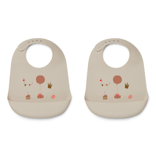 liewood TILDA SILICONE BIB 2 PACK BIRTHDAY MULTI MIX