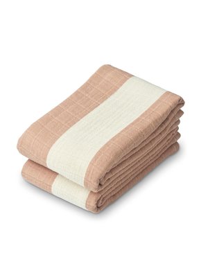 liewood LEWIS MUSLIN CLOTH 2 PACK STRIPE: PALE TUSCANY/SANDY