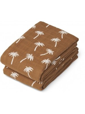 liewood Lewis Muslin Cloth 2 Pack - Palms/Almond