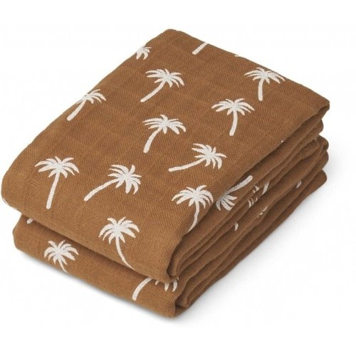 liewood Lewis Muslin Cloth 2 Pack - Palms/Almond