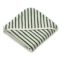 Alba Hooded Baby Towel - Y/D stripe: Garden green/creme de la creme