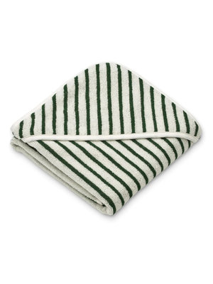 liewood Alba Hooded Baby Towel - Y/D stripe: Garden green/creme de la creme
