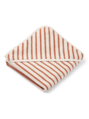 liewood Louie Hooded Junior Towel - Y/D stripe: Stripes Tuscany rose / Creme de la creme