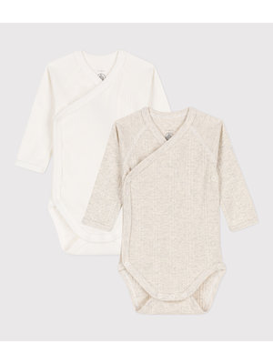 petit bateau SET VAN 2 KATOENEN OVERSLAGBODY'S MET LANGE MOUWEN