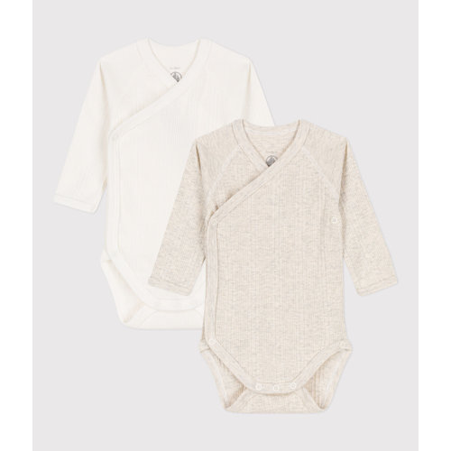 petit bateau SET VAN 2 KATOENEN OVERSLAGBODY'S MET LANGE MOUWEN