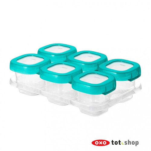 oxo Babyvoeding Bewaarbakjes Groen (Teal) 6 x 60 milliliter