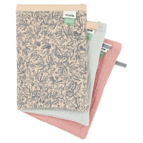 Trixie baby Tetra washandjes 3-pack mix - Lovely Leaves Trixie baby Tetra washandjes 3-pack mix - Lovely Leaves
