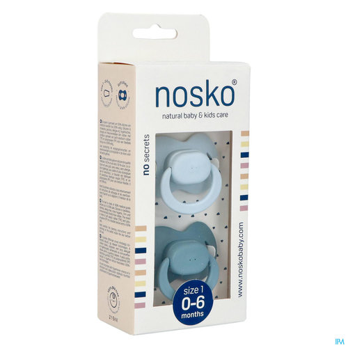 nosko Fopspeen 0-6 M babyblue + whale blue