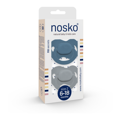 nosko Fopspeen 6-18 M  whale blue + mouse grey