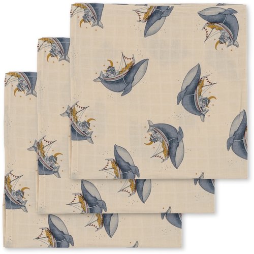 Konges slojd 3 PACK MUSLIN CLOTH GOTS whale boat Konges slojd 3 PACK MUSLIN CLOTH GOTS whale boat